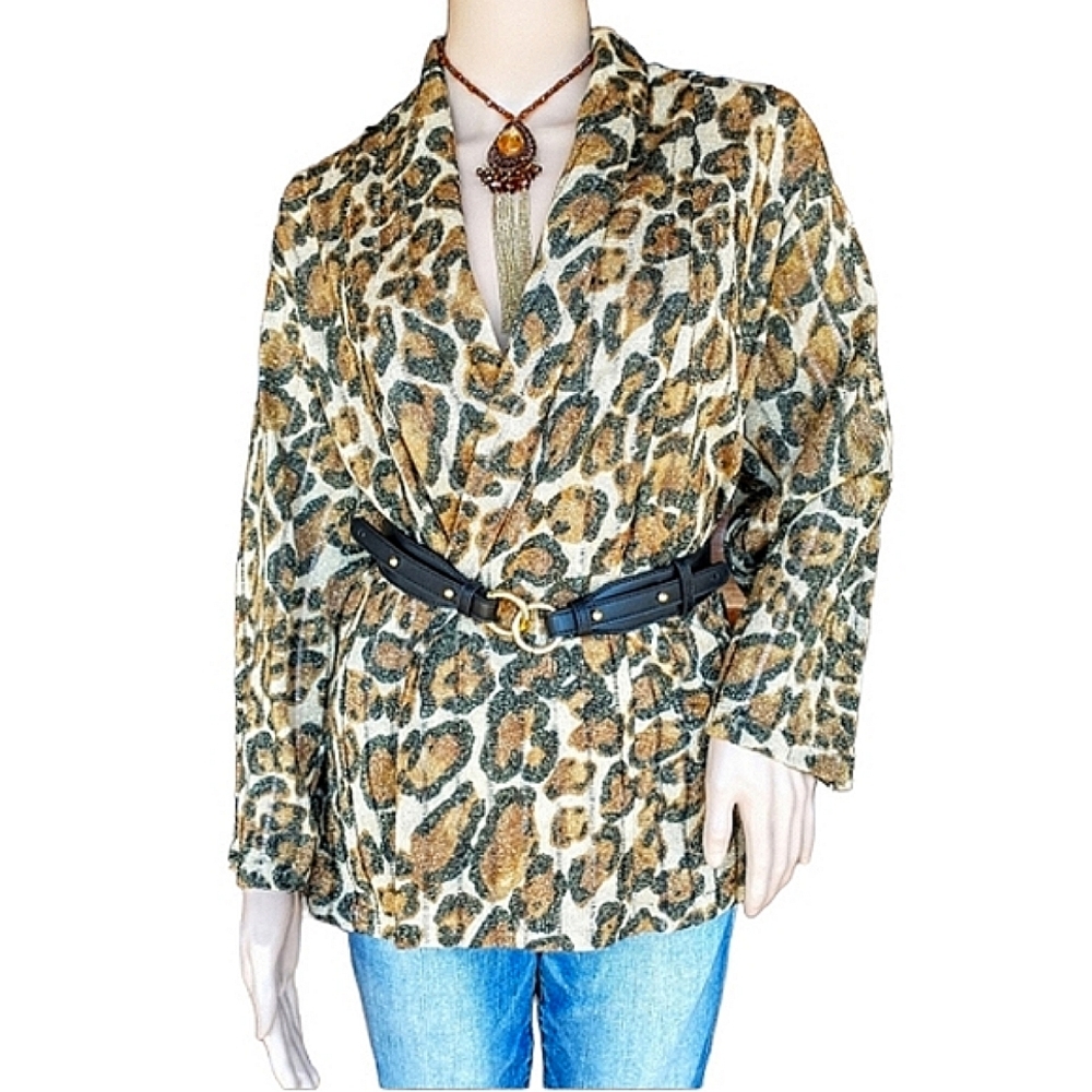 Ruby Rd. Cheetah Print Open Blazer/Over Top Size 1X